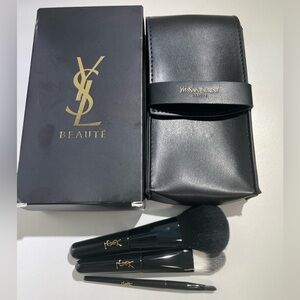 Yves Saint Laurent Black and Gold Makeup Brush Set with Pouch